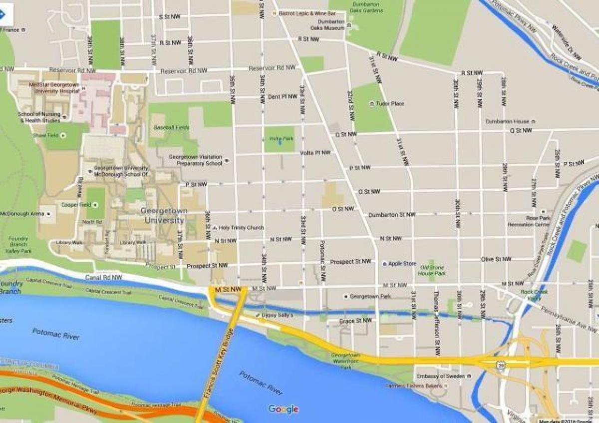 지도 조지타운 dc-도 조지 워싱턴 dc(컬럼비아 특별구-미국)