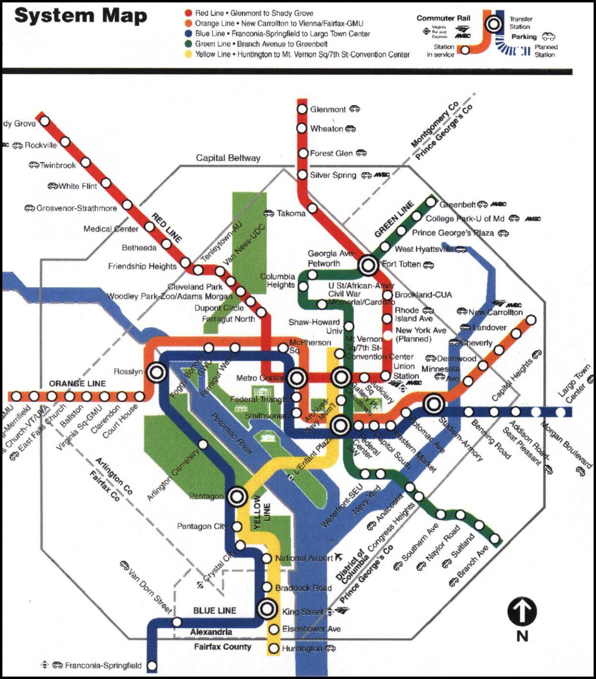 워싱턴 dc 지하철 지도