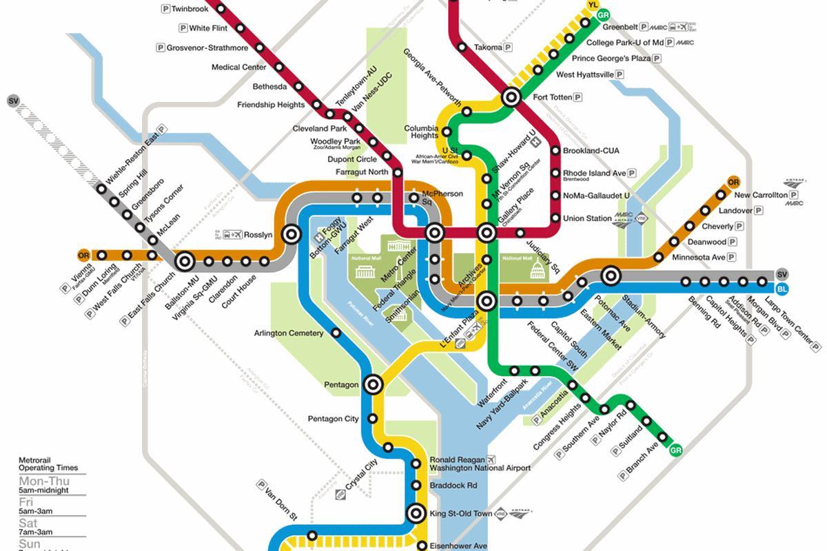 워싱턴 dc 지하철 시스템 맵