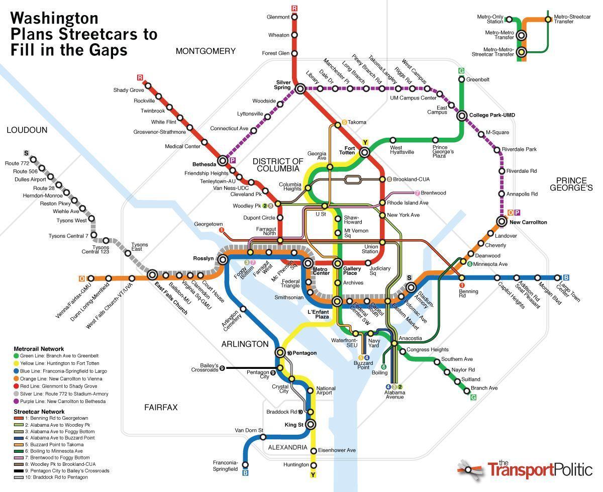 워싱턴이 대중 교통 지도