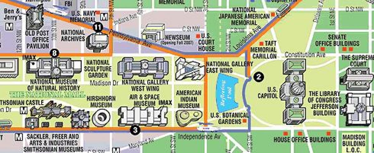 지도 워싱턴 dc 박물관과 기념비